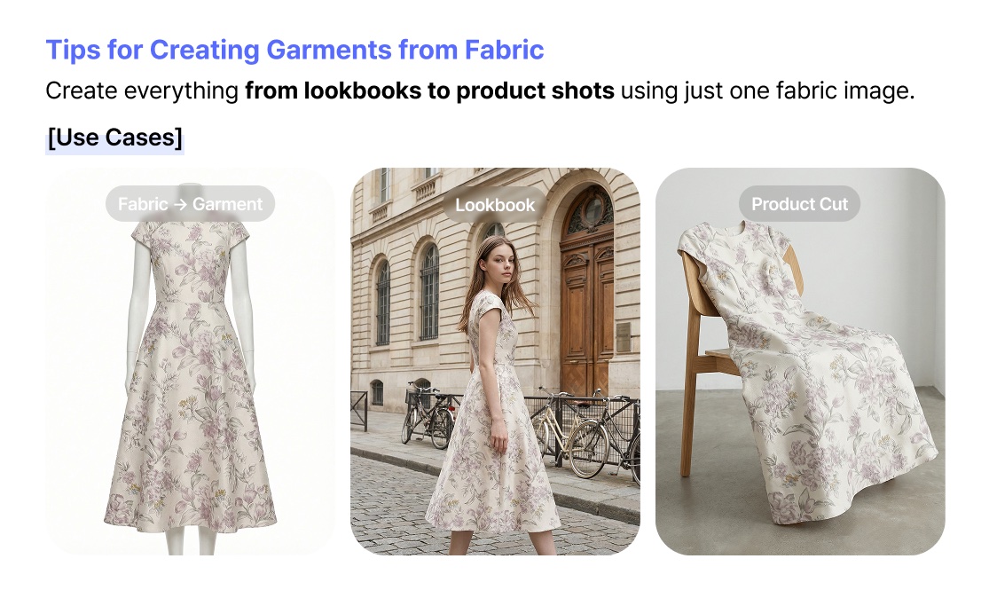 Fabric shot workflow example — using a generated garment as the outfit input for Solo Lookbook