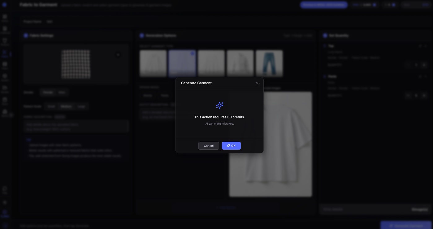 Generate Garment button